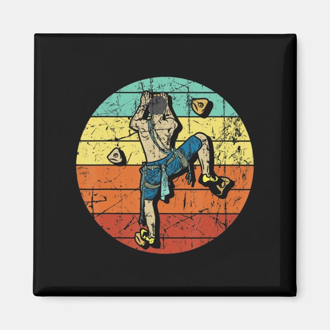 Retro Bouldering Wall Climber Rock Climbing Monte Magnet (Vorne)