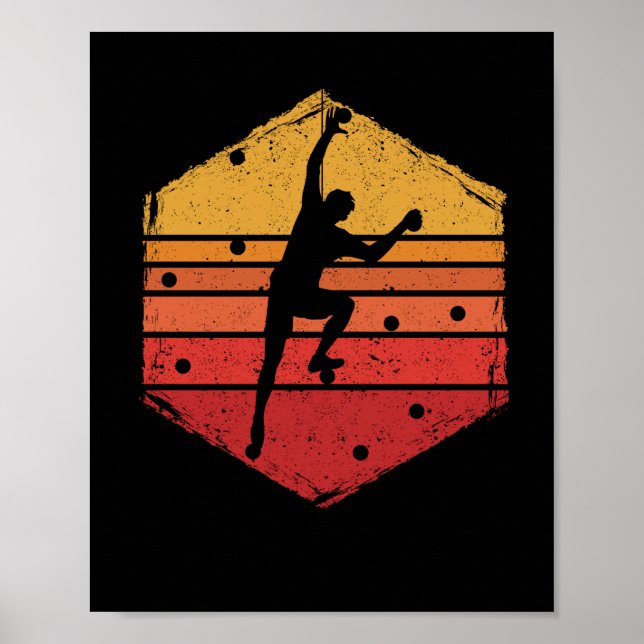 Retro Boulderingkletterer Fels Poster (Vorne)