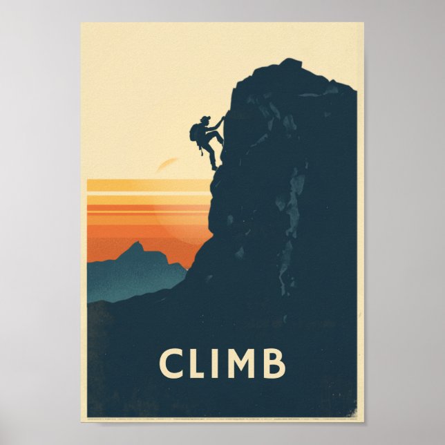 Retro Boulderingkletterwand Kunst Poster (Vorne)