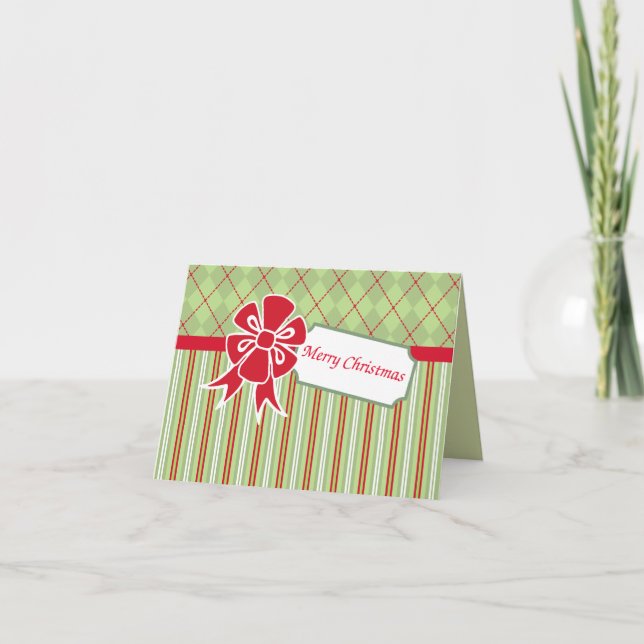 Retro Bow Christmas Card Feiertagskarte (Vorderseite)