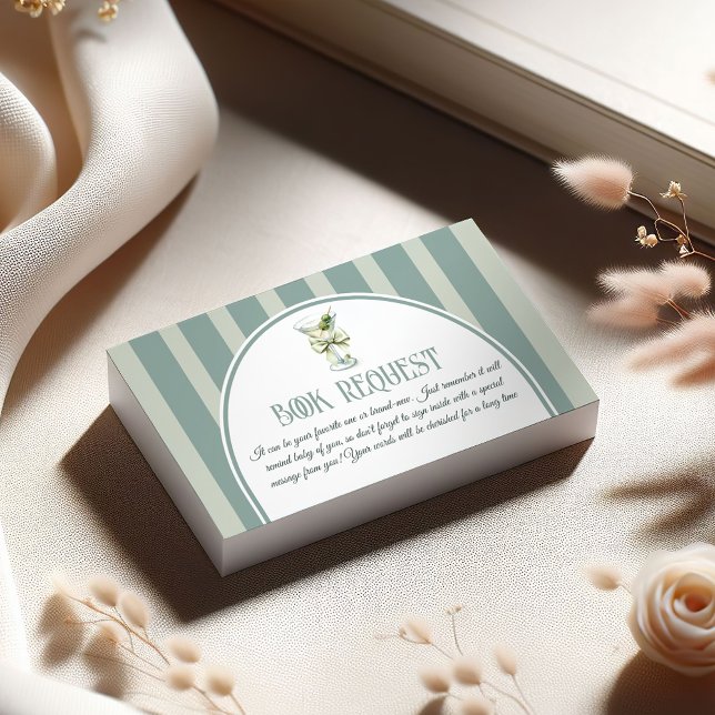 Retro Bow Tini One Martini Book For Baby Shower Begleitkarte (Von Creator hochgeladen)