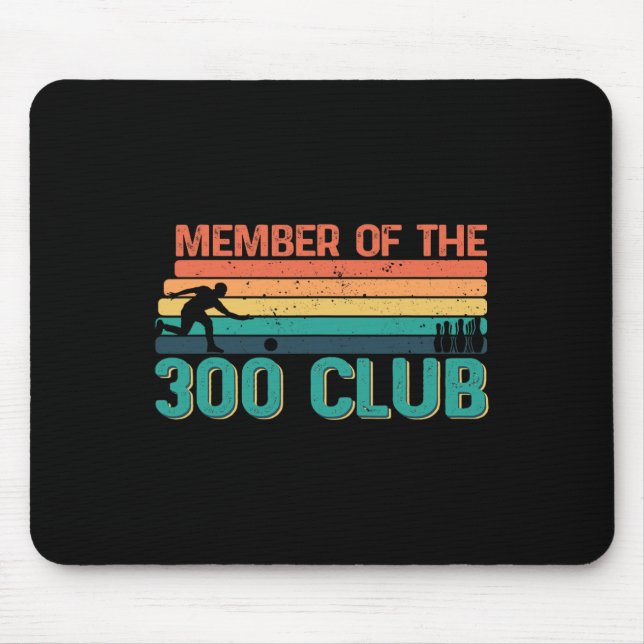 Retro-Bowler-Silhouette für Mitglieder des 300-Clu Mousepad (Vorne)
