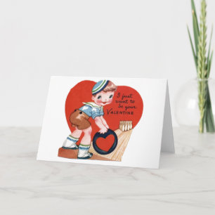 Retro Bowler Valentine's Day Card Feiertagskarte