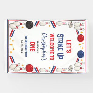 Retro Bowling 1. Geburtstag – Lustige Kinder Banner