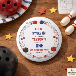 Retro Bowling 1st Birthday Party – Fun Kids Button