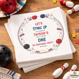 Retro Bowling 1st Birthday Party – Fun Kids  Serviette