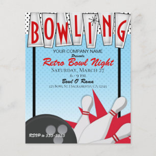 Retro-Bowling-Abend Unternehmensveranstaltung Part Flyer
