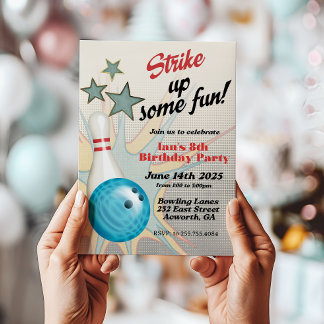 Retro Bowling Birthday Einladung
