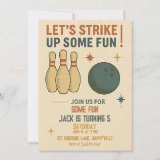 Retro Bowling Birthday Einladung für Jungen