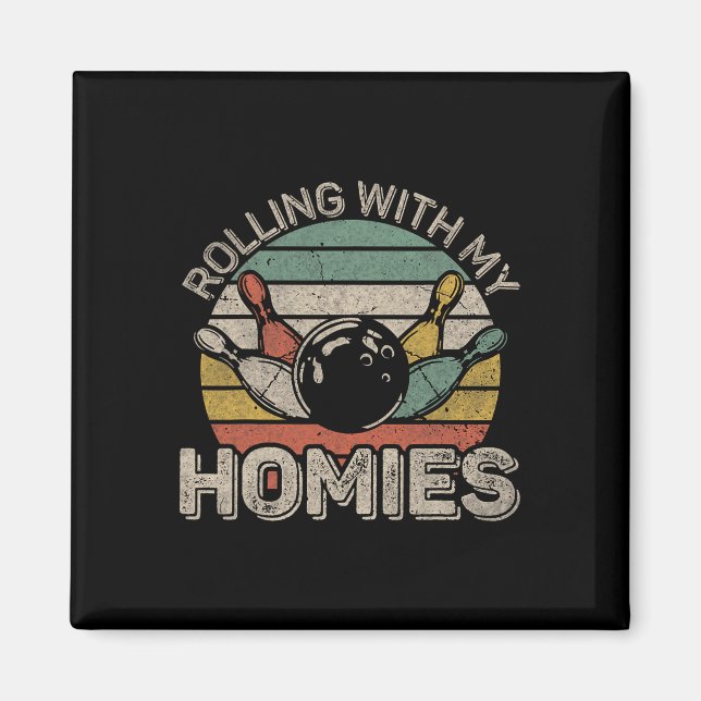 Retro Bowling Bowler Team F Magnet (Vorne)