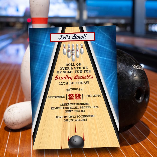 Retro-Bowling jeden Geburtstag Einladung (Von Creator hochgeladen)