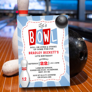 Retro-Bowling jeden Geburtstag Einladung