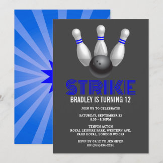 Retro-Bowling jeden Geburtstag Einladung