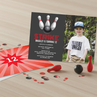 Retro-Bowling jedes Alters Geburtstags-Foto Einladung