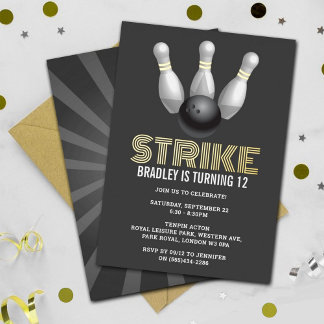 Retro-Bowling jedes Lebensjahrs Folieneinladung