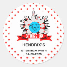 Retro Bowling Kids 1st Birthday Party Classic Roun