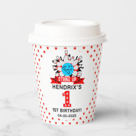 Retro Bowling Kids 1st Birthday Party Pappbecher