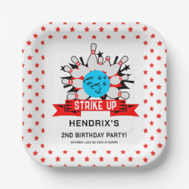 Retro Bowling Kids 1st Birthday Party Pappteller