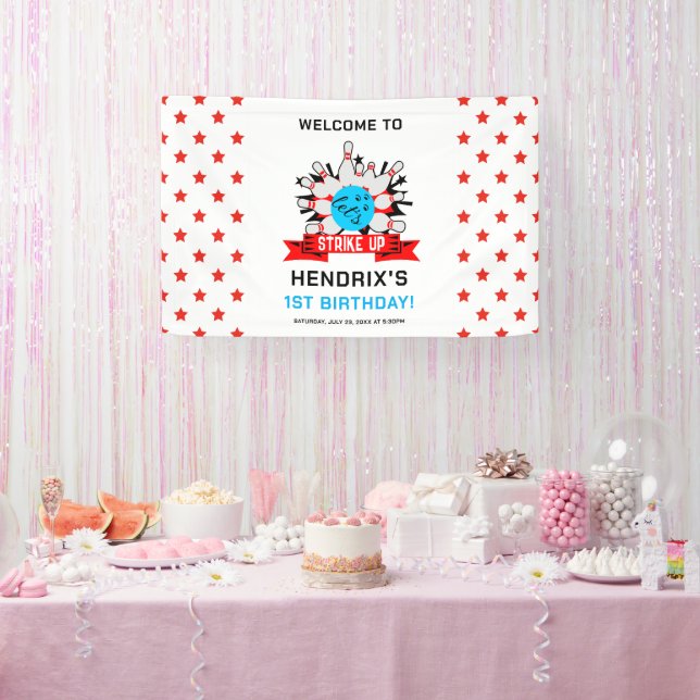 Retro-Bowling-Kinder 1. Geburtstagsfeier Banner (Party)