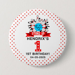 Retro-Bowling-Kinder 1. Geburtstagsfeier Button