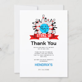 Retro Bowling Kinder 1. Geburtstagsfeier Dankeskarte