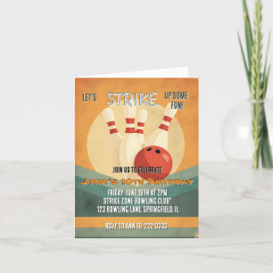 Retro Bowling Kindergeburtstag Party Einladung