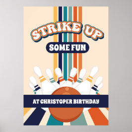 Retro Bowling Kindergeburtstag Party-Zeichen Poster