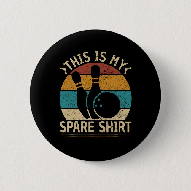Retro Bowling Männer Jungen Kinder Lustiges Bowlin Button (Vorderseite)