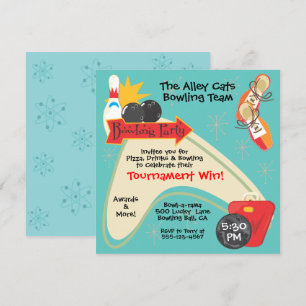 Retro-Bowling-Mannschaftsliga-Party Einladung