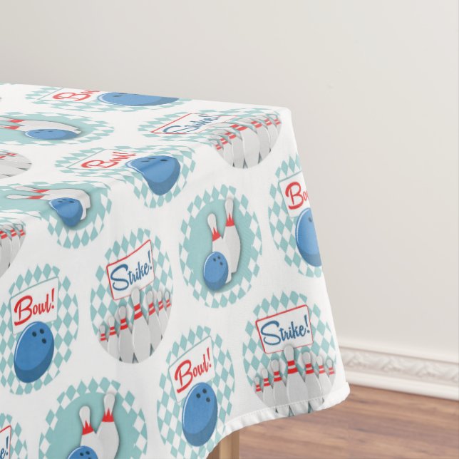 Retro-Bowling-Muster Bowlingkugeln Pins Tischdecke (Beispiel)