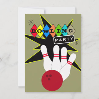 Retro Bowling Party Einladung