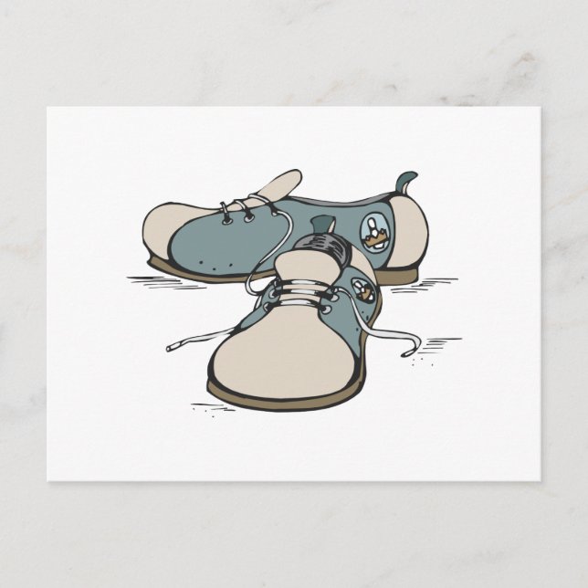Retro-Bowling-Schuhdesign Postkarte (Vorderseite)