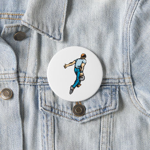 Retro-Bowling-Spieler wirft Ball Button