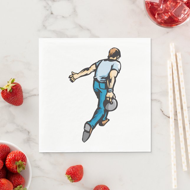 Retro-Bowling-Spieler wirft Ball Serviette (Von Creator hochgeladen)