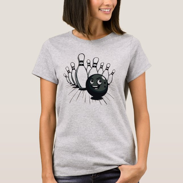 Retro Bowling T - Shirt - Vintager Stoß (Vorderseite)