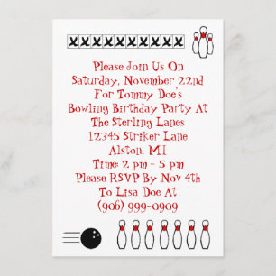 Retro Bowling Themed Party Einladungen Lingo Zurüc