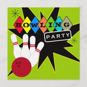Retro Bowlings-Party Einladung