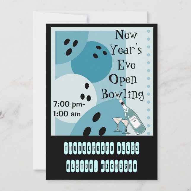 Retro Bowlings-Themed Party Einladungen (Vorderseite)