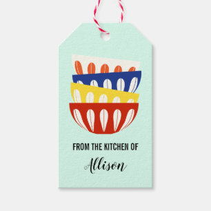 Retro Bowls aus der Küche des Tags, Mitte Jahrhund Geschenkanhänger