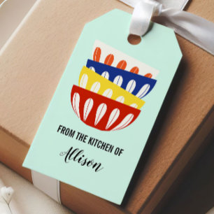 Retro Bowls aus der Küche des Tags, Mitte Jahrhund Geschenkanhänger