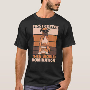 Retro Boxer Dog Kaffeepflanze Vintag Boxer Do T-Shirt