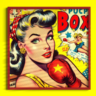Retro Boxing Girl-Comicen Poster
