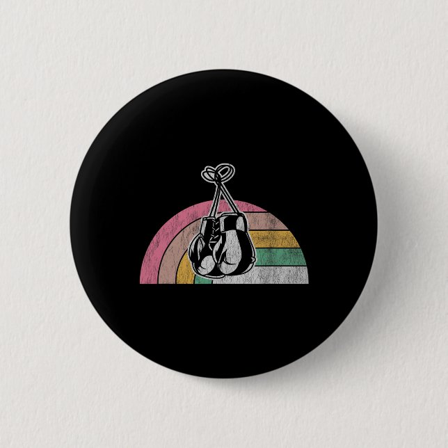 Retro Boxing Gloves Rainbow Vibes Button (Vorderseite)