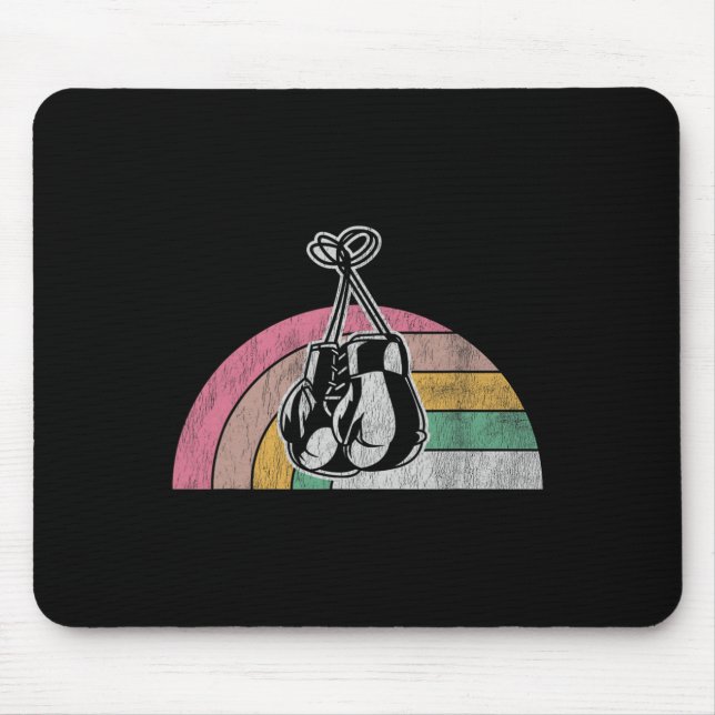 Retro Boxing Gloves Rainbow Vibes Mousepad (Vorne)