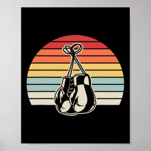 Retro Boxing Handschuhe Sonnenuntergang Design 1 Poster