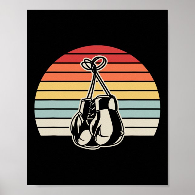 Retro Boxing Handschuhe Sonnenuntergang Design 1 Poster (Vorne)