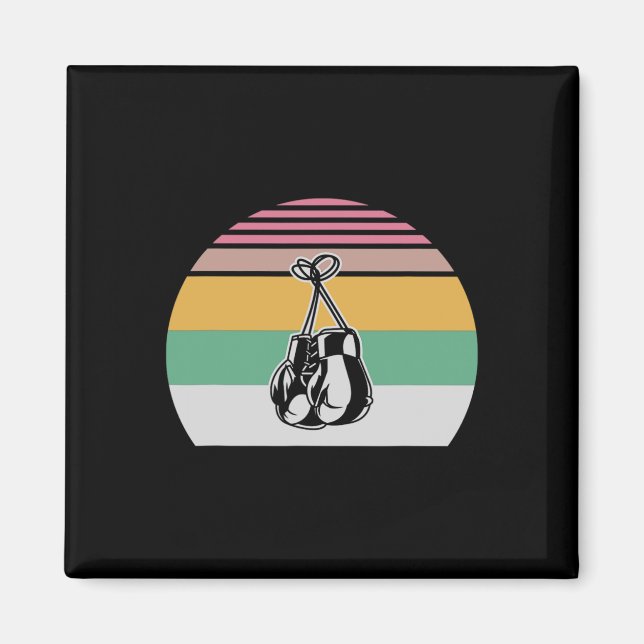 Retro Boxing Handschuhe Sonnenuntergang Design 2 Magnet (Vorne)