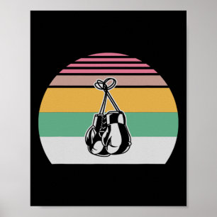 Retro Boxing Handschuhe Sonnenuntergang Design 2 Poster