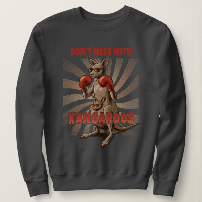 Retro Boxing Kangaroo - Funny Animal Sweatshirt (Design vorne)