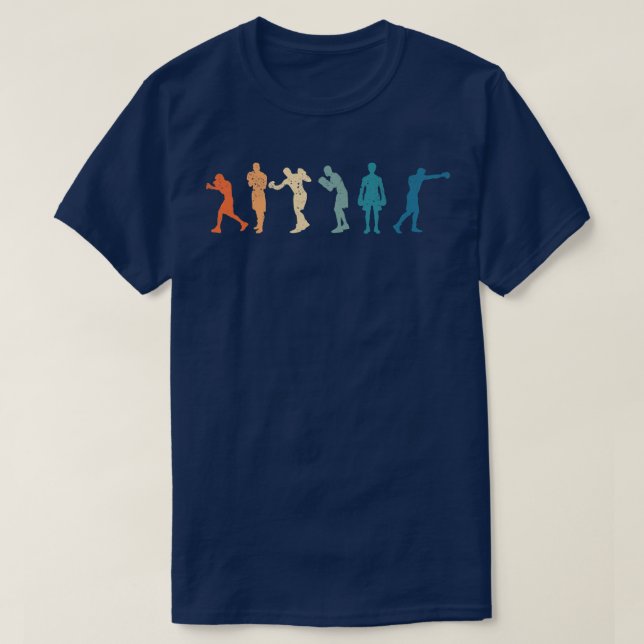 Retro Boxing Silhouetten Boxer Fighting Funny Box T-Shirt (Design vorne)